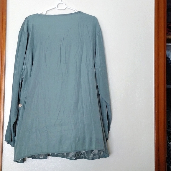 Olive Green Long Sleeve Blouse - Picture 2 of 7